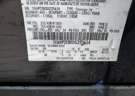 2013 Ford Taurus Sel z USA, uszkodzony, nr VIN 1FAHP2E80DG220654